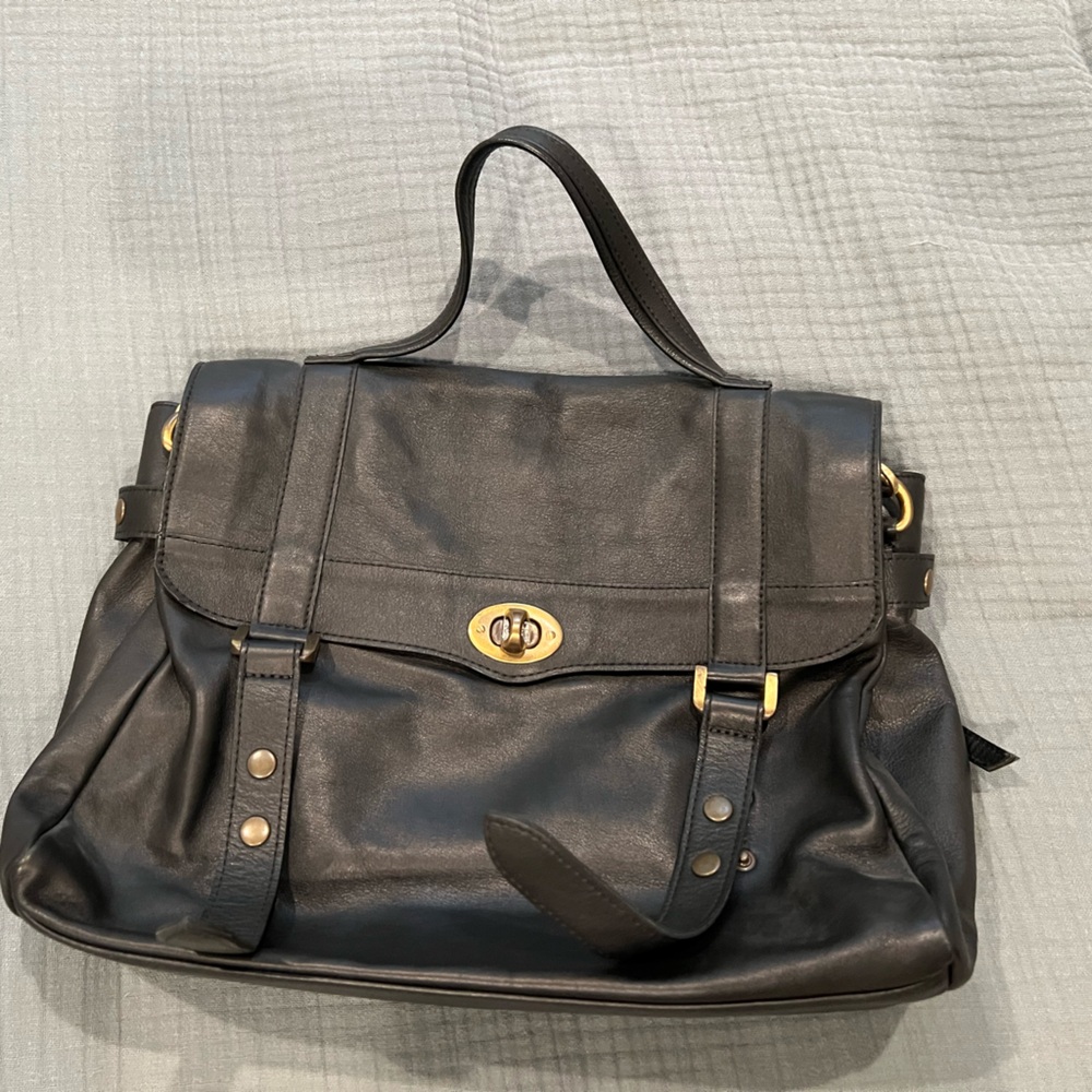 Black Italian Leather messenger/crossbody bag